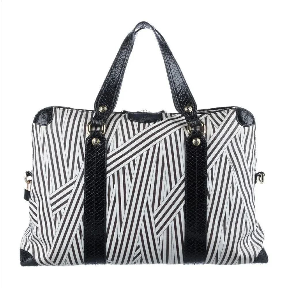 Henri Bendel Disturbed Stripe Laptop Bag/ Briefcase